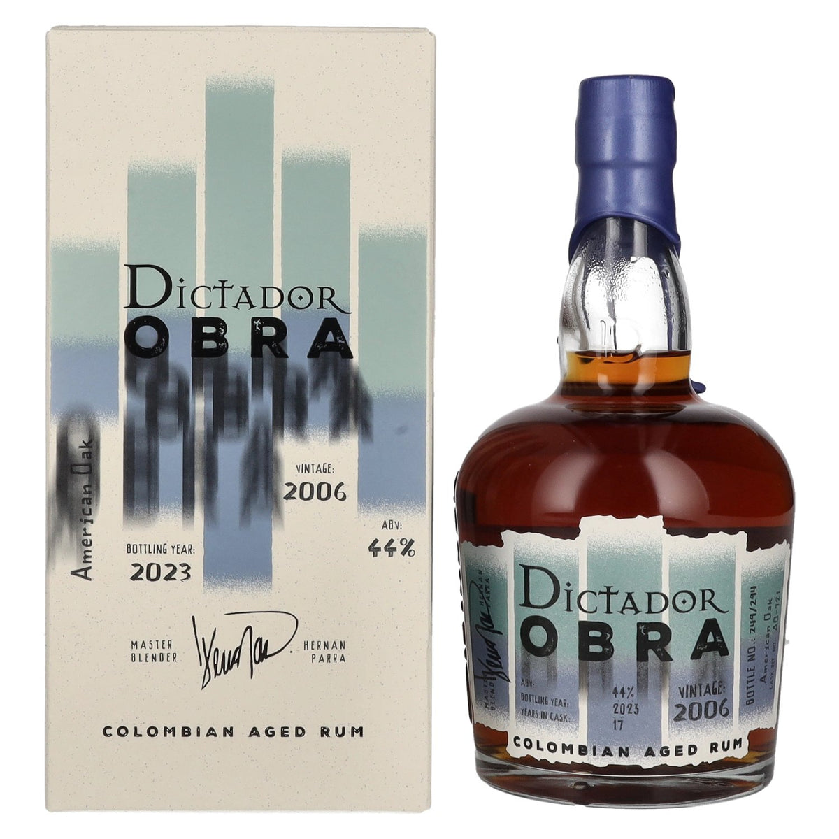 Dictador OBRA VINTAGE 17 Years Old AMERICAN OAK CASK Rum 2006 44% ABV 0.7l in a gift box