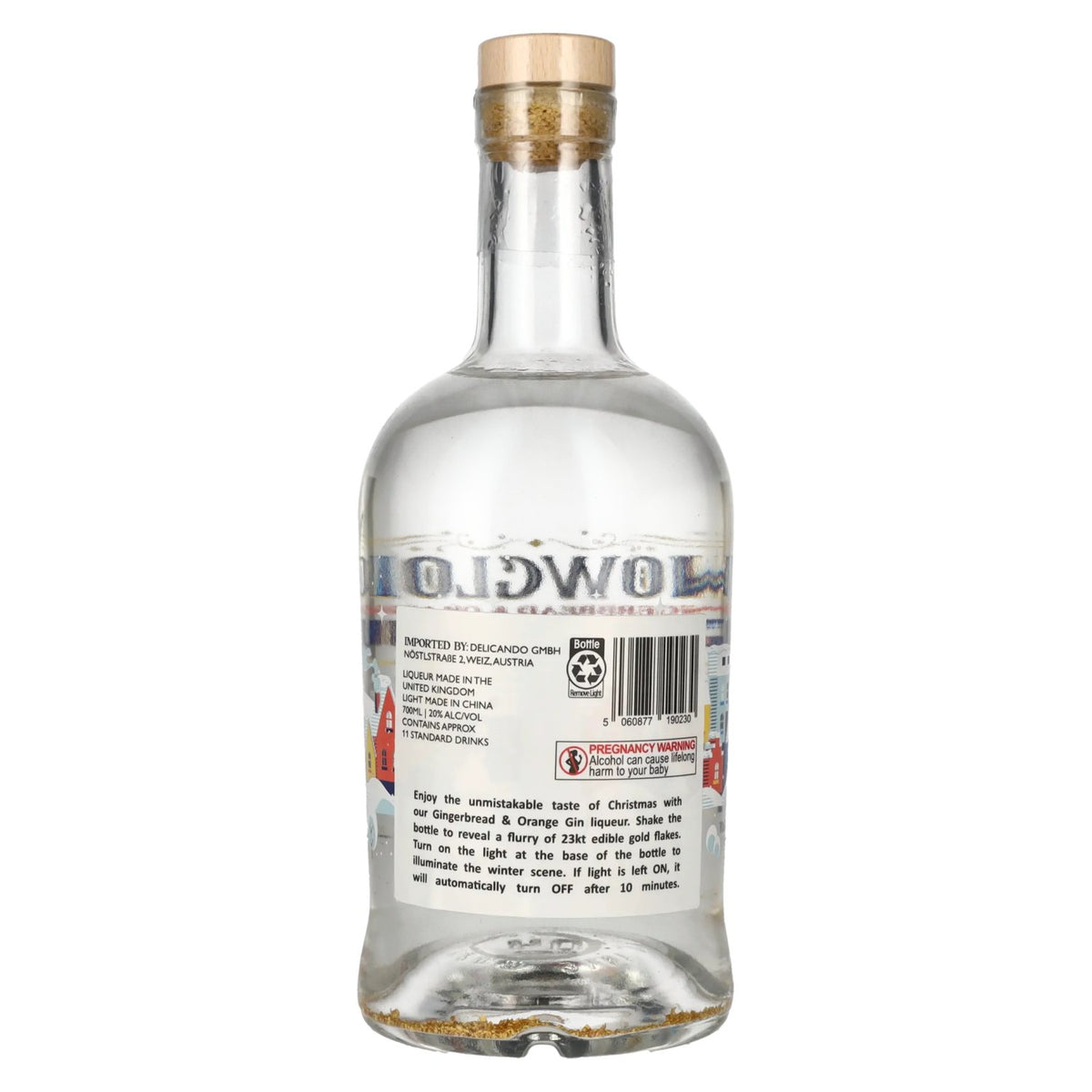 Liqueur de gin « Snowglobe Orange &amp; Gingerbread » lumineuse, 20 % vol., 0,7 l
