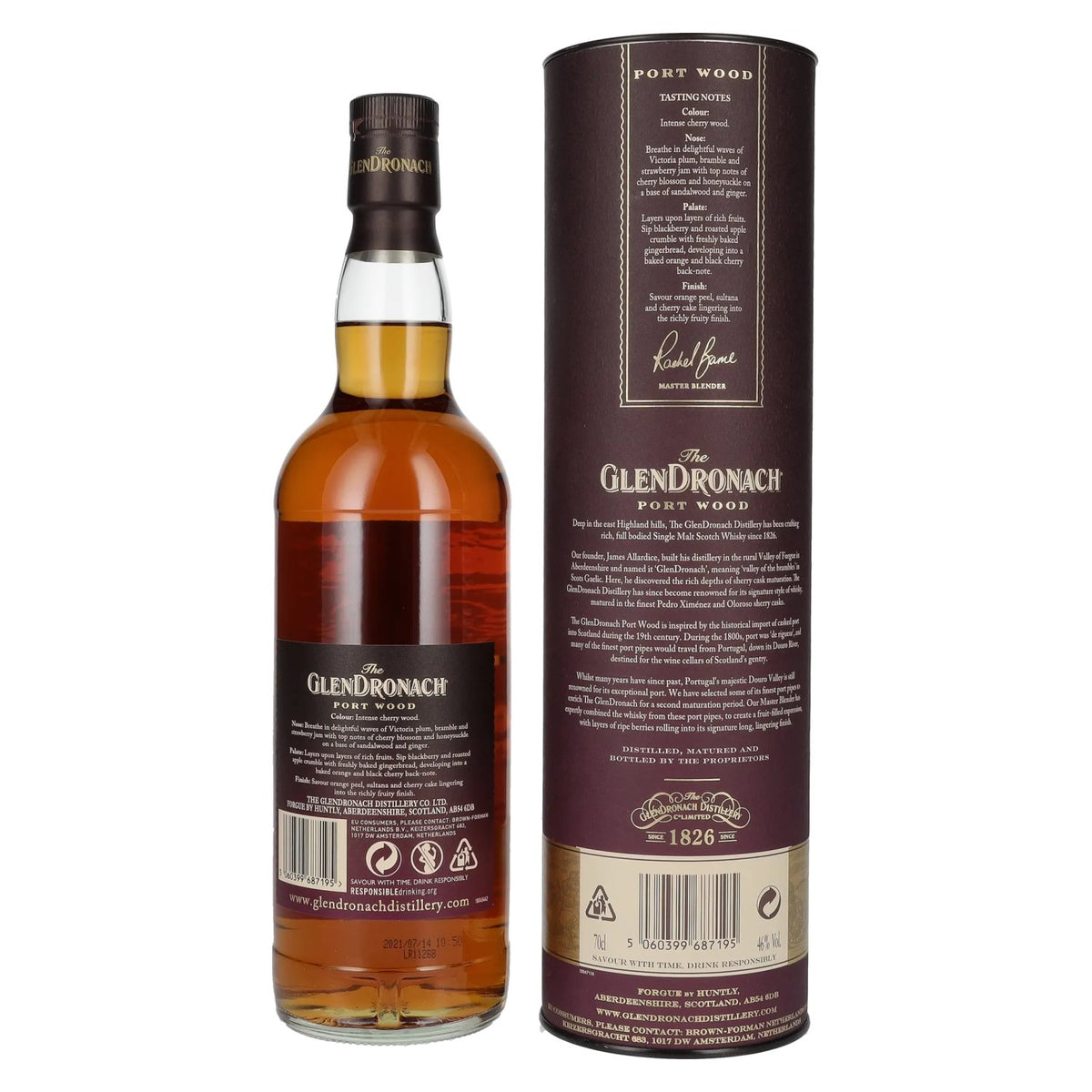 The GlenDronach PORT WOOD Highland Single Malt 46% ABV 0.7l in a gift box