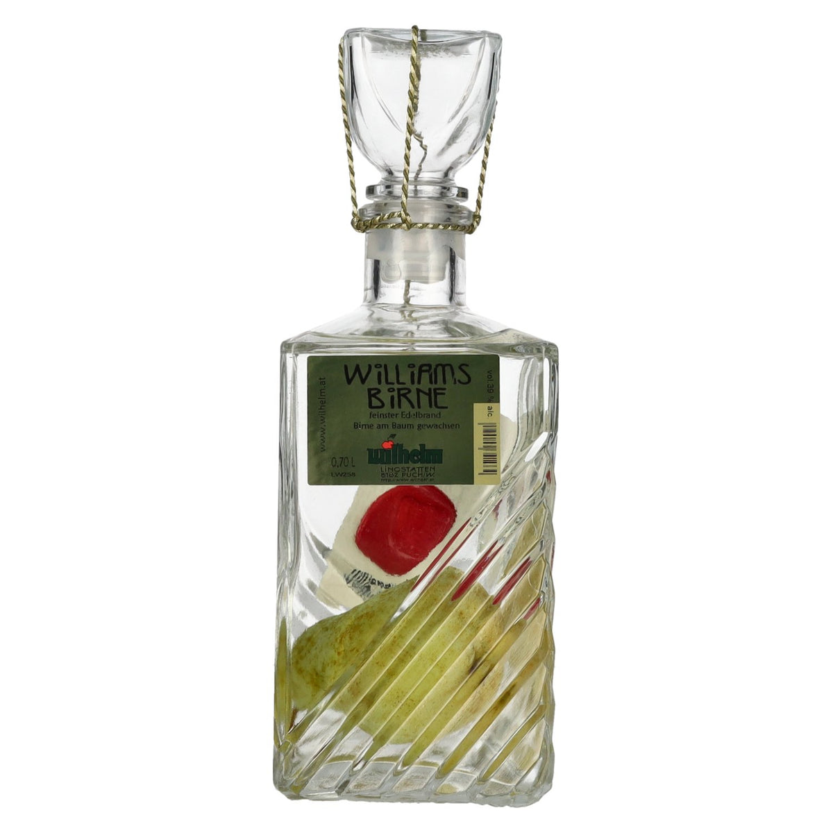 Wilhelm Williamsbirne in a carafe with a real pear, 39% ABV, 0.7 litres, in a gift box