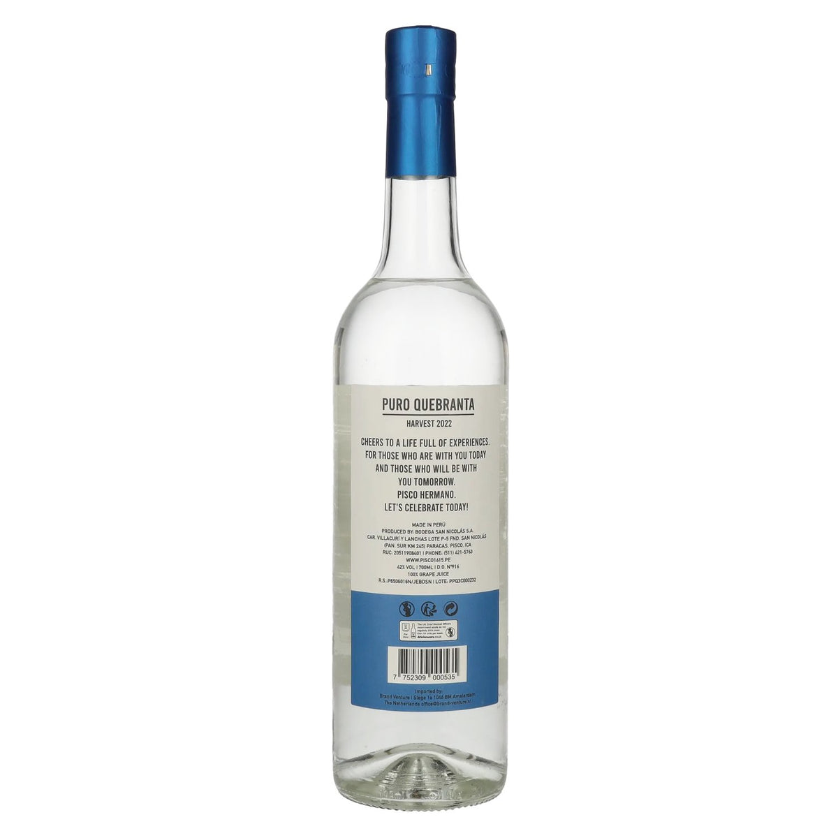 Pisco Hermano Puro Quebranta 42% vol. 0.7 l