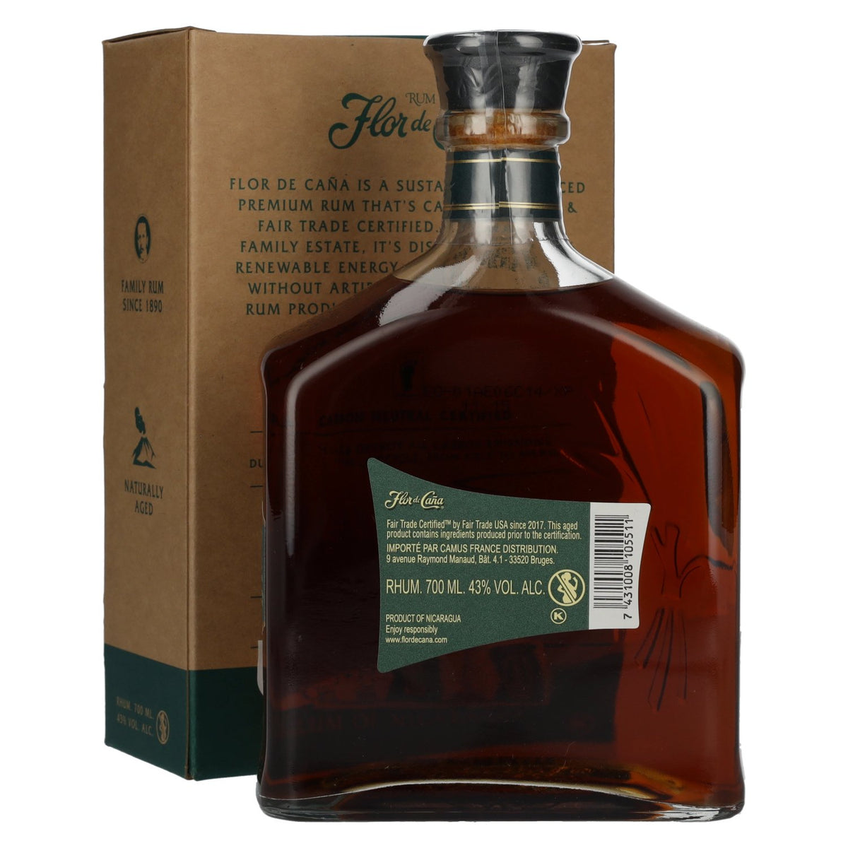 Flor de Caña 14-Year-Old Rum 43% ABV, 0.7 l, in a gift box