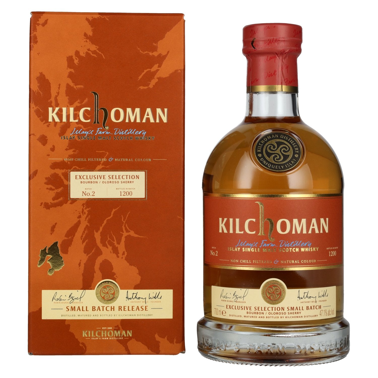 Kilchoman Islay Single Malt Whisky Bourbon/Oloroso Sherry SMALL BATCH 2 47,1% vol. 0,7l en coffret cadeau