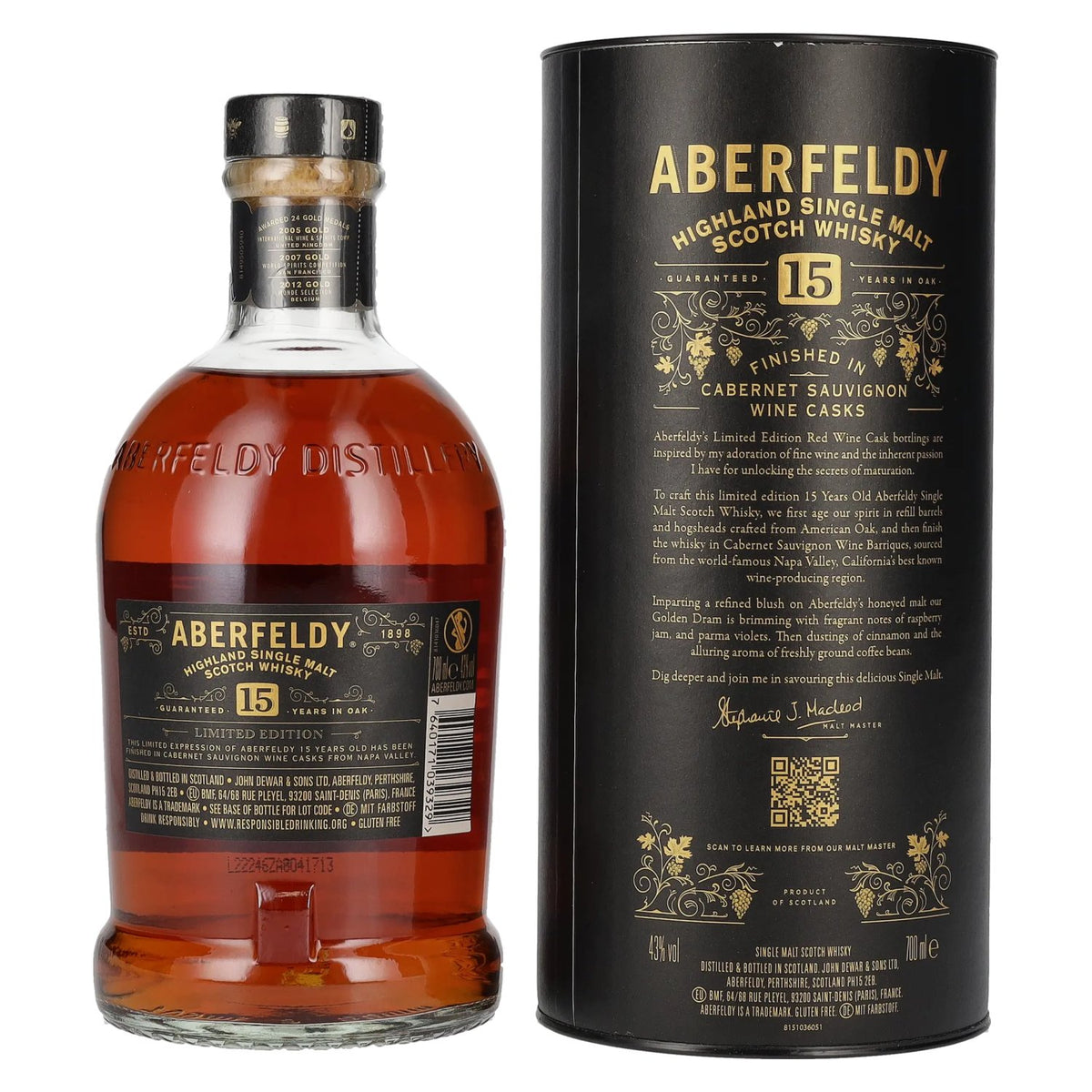 Aberfeldy 15 Years Old Red Wine Casks NAPA VALLEY 43% vol. 0,7l en boîte cadeau