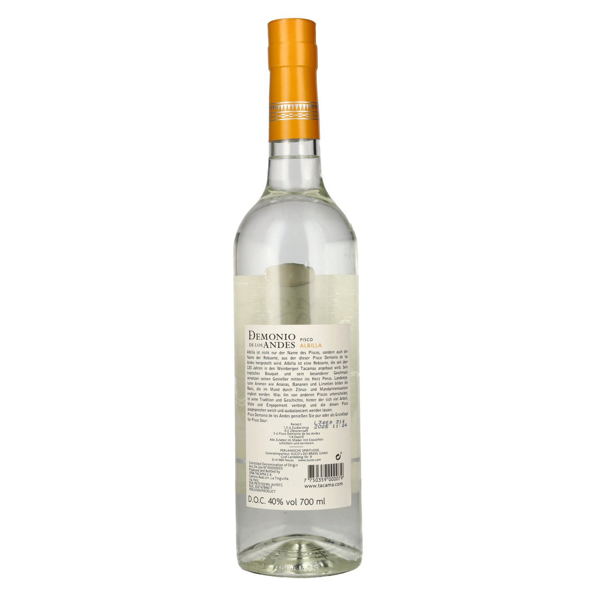 Tacama Demonio de los Andes ALBILLA Pisco 40% Vol. 0,7l