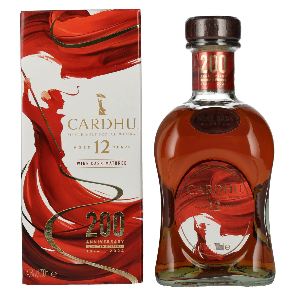 Cardhu 12 Years Old 200th Anniversary Wine Cask Limited Edition 40% vol. 0,7l en boîte cadeau
