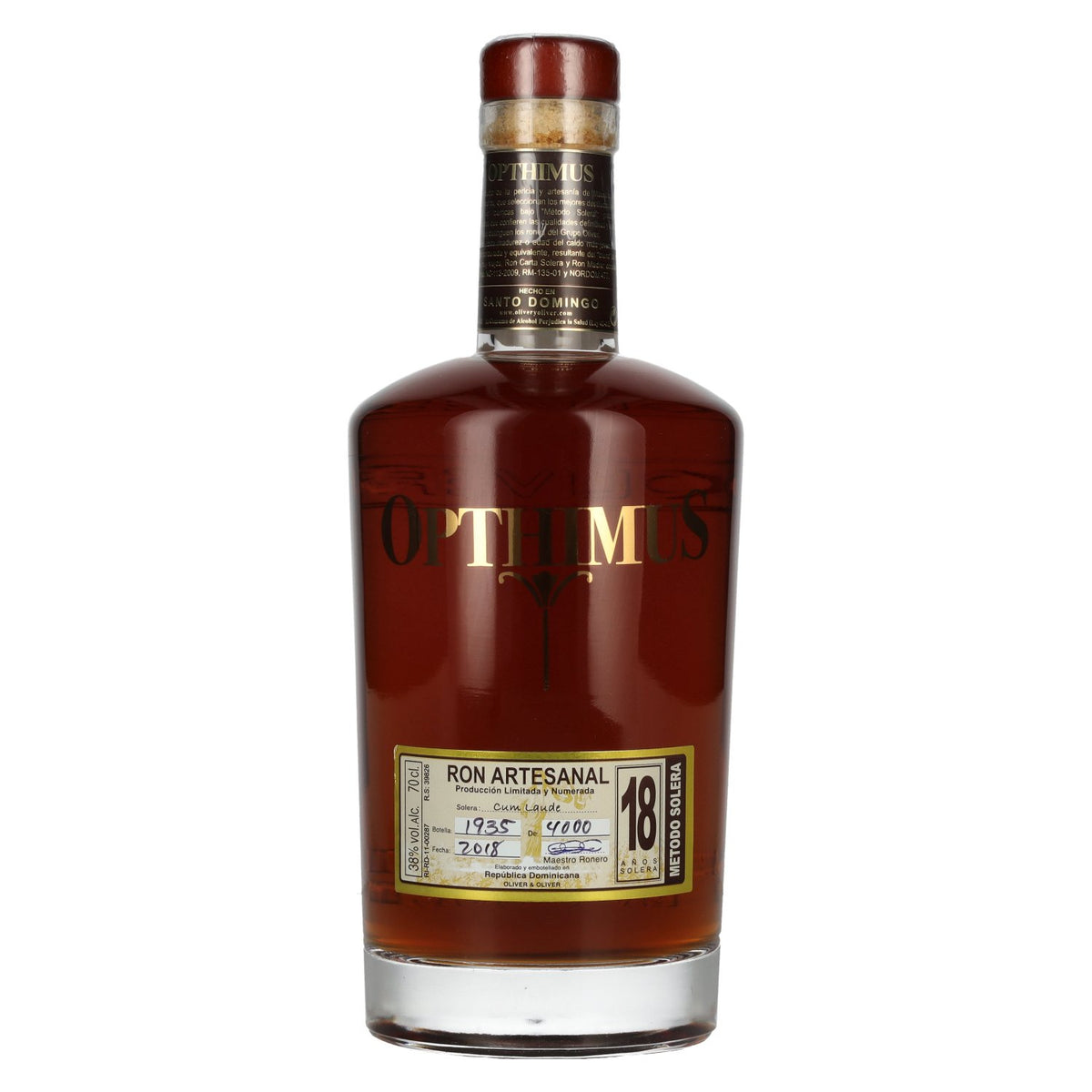 Opthimus 18 Años Solera Cum Laude Rhum artisanal 38 % vol. 0,7 l