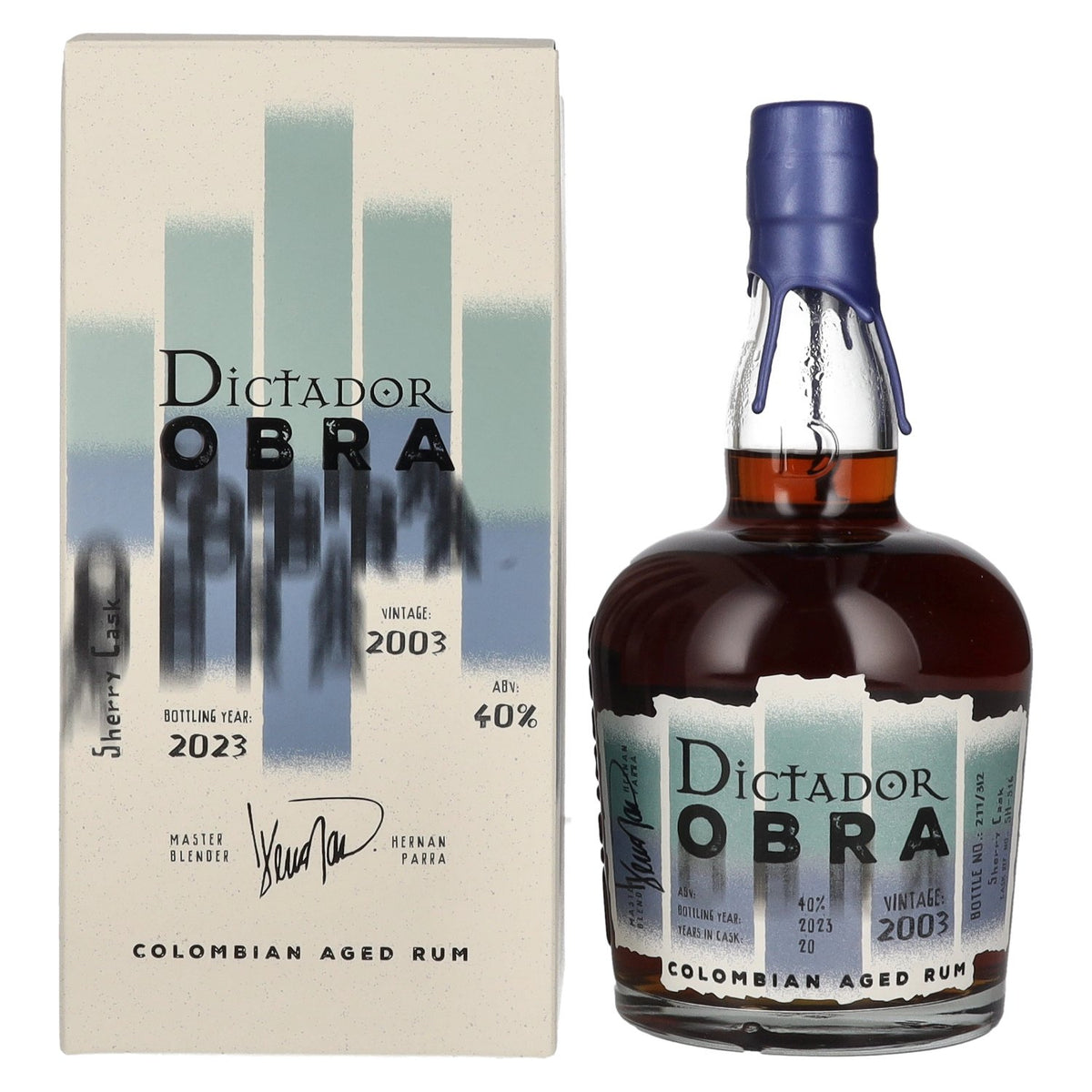 Dictador OBRA VINTAGE 20 Years Old SHERRY CASK Rum 2003 40% Vol. 0,7l in Geschenkbox