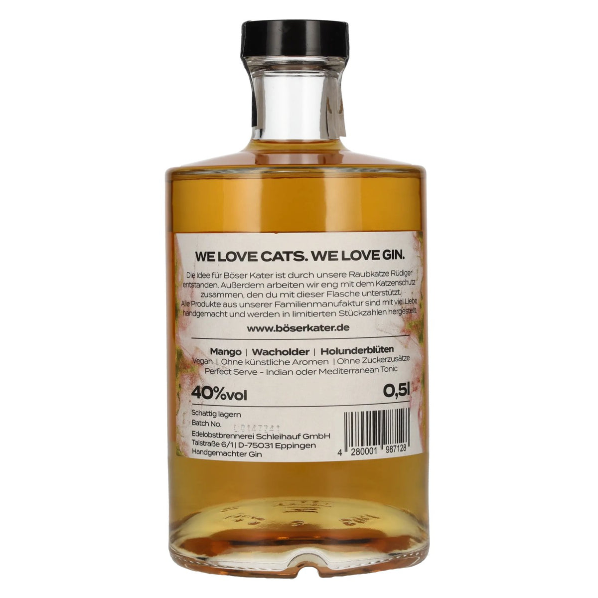 Böser Kater Gin artisanal aux notes fruitées de mangue 40 % vol. 0,5 l