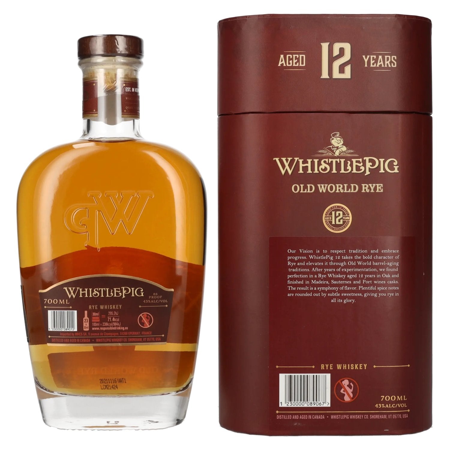 WhistlePig 12 Years Old OLD WORLD Rye Whiskey 43% vol. 0,7l en coffret cadeau