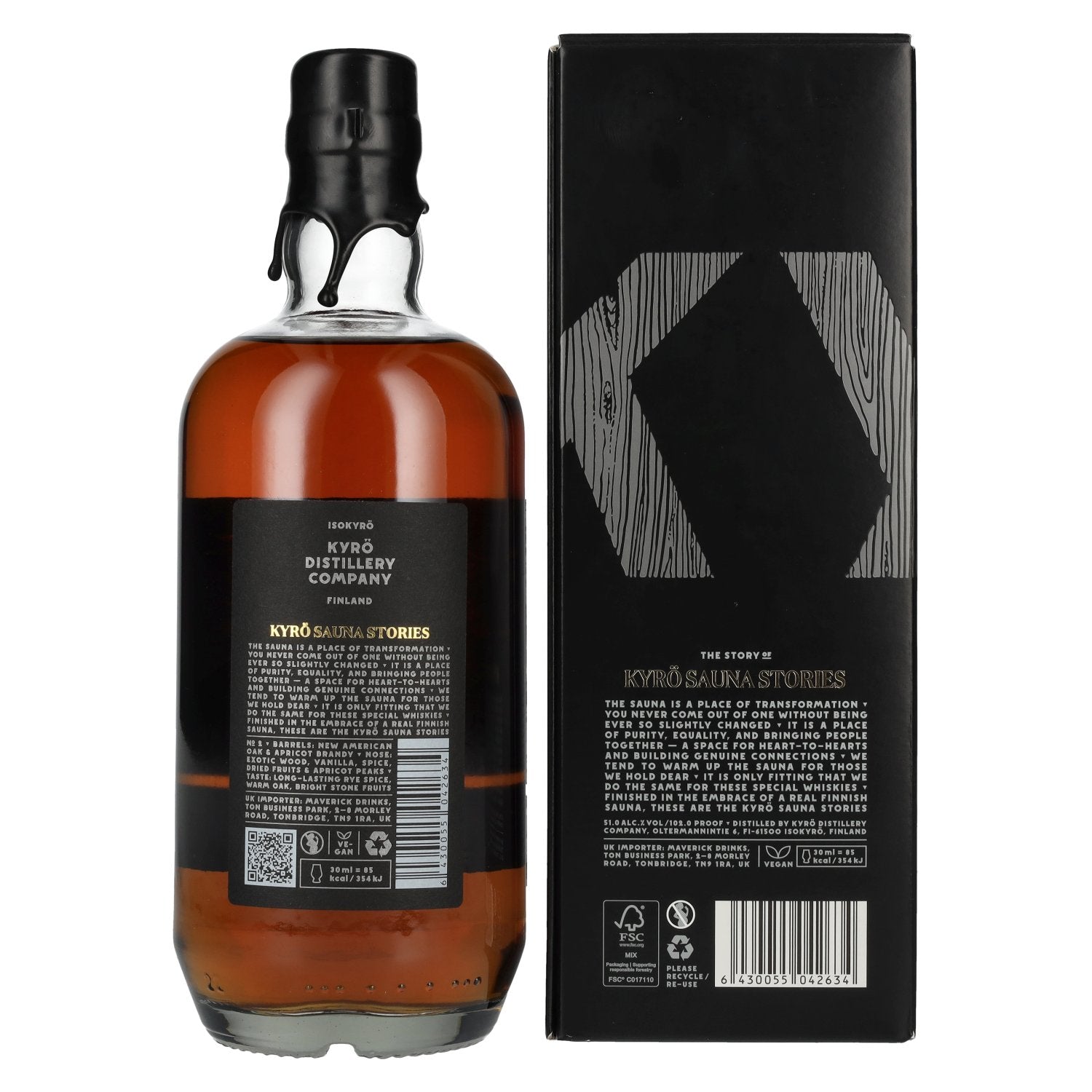 KYRÖ SAUNA STORIES Apricot Brandy Cask Finish No. 2 51% vol. 0,7l en boîte cadeau
