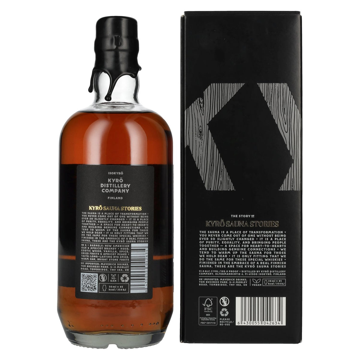 Kyrö SAUNA STORIES Apricot Brandy Cask Finish No. 2 51% vol. 0,7 l in geschenkverpakking