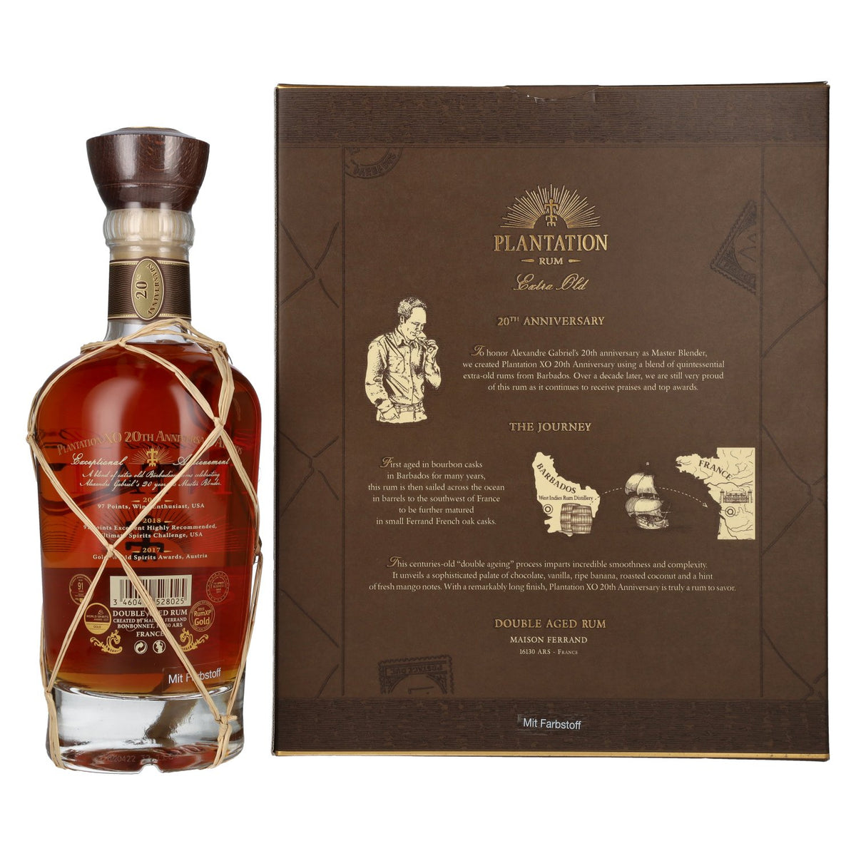 Plantation Rum BARBADOS XO 20th Anniversary 40% Vol. 0,7l in Geschenkbox mit 2 Gläsern
