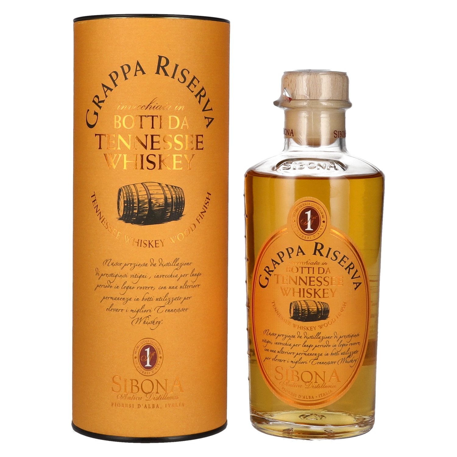 Sibona GRAPPA RISERVA botti da TENNESSEE WHISKEY 40% Vol. 0,5l in geschenkverpakking