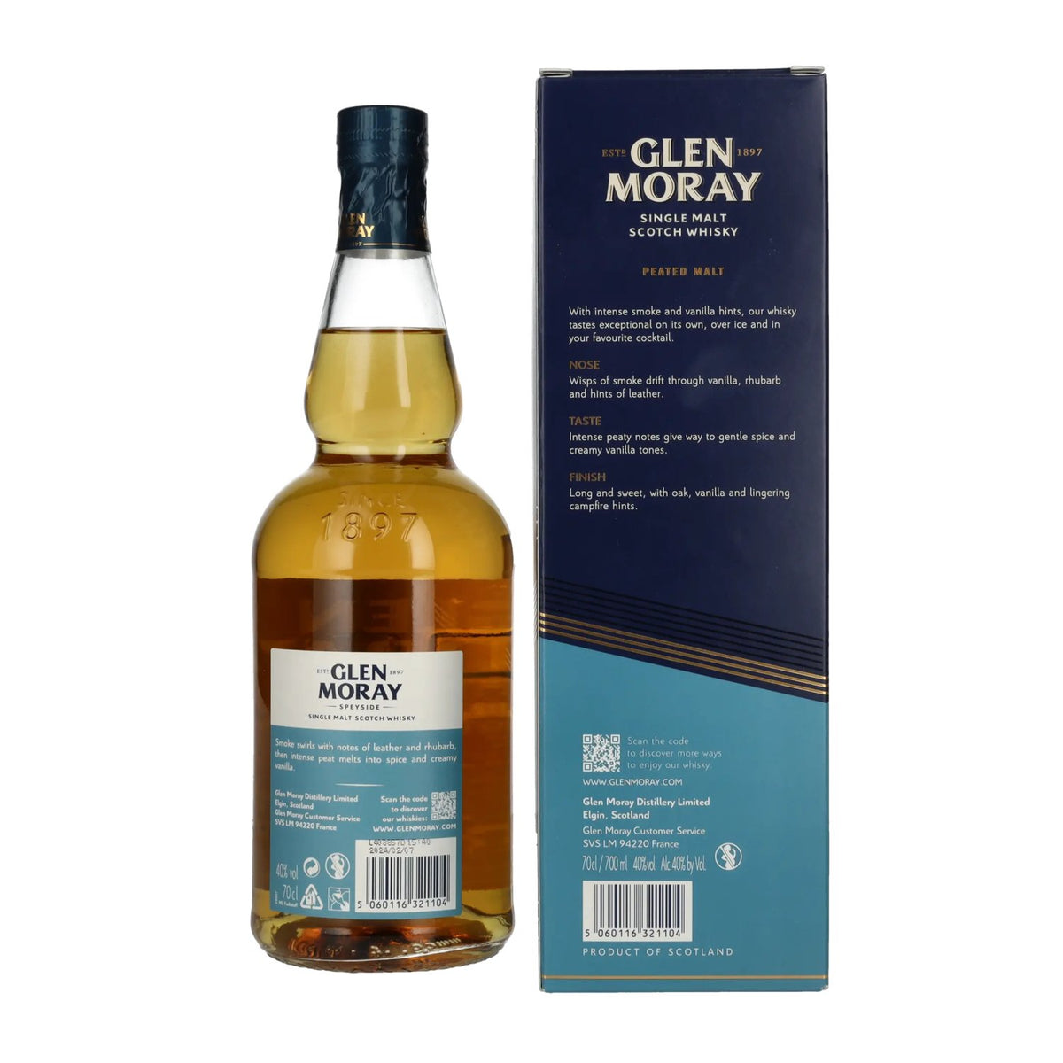 Glen Moray Smoky Classic Peated Single Malt 40% Vol. 0,7l in Geschenkbox