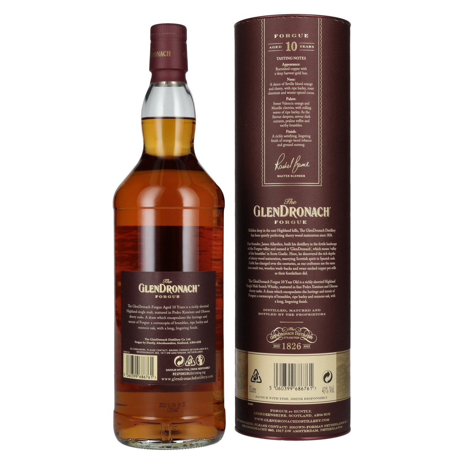 The GlenDronach 10 Years Old FORGUE Highland Single Malt 43% Vol. 1l en coffret cadeau