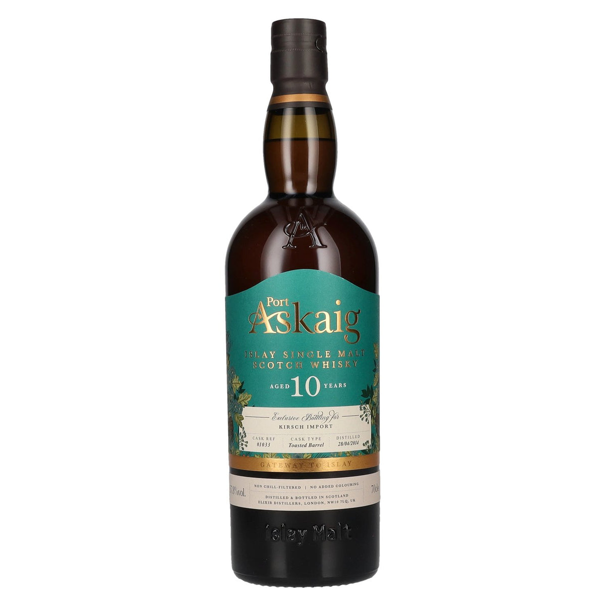 Port Askaig 10 ans d'âge, fût toasté, single malt d'Islay, whisky écossais, 2014, 57,8 % vol., 0,7 l