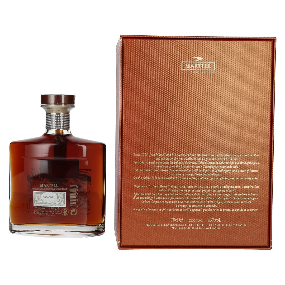 Martell Cognac Cohiba Grande Champagne 43 % vol., 0,7 l, dans un coffret cadeau