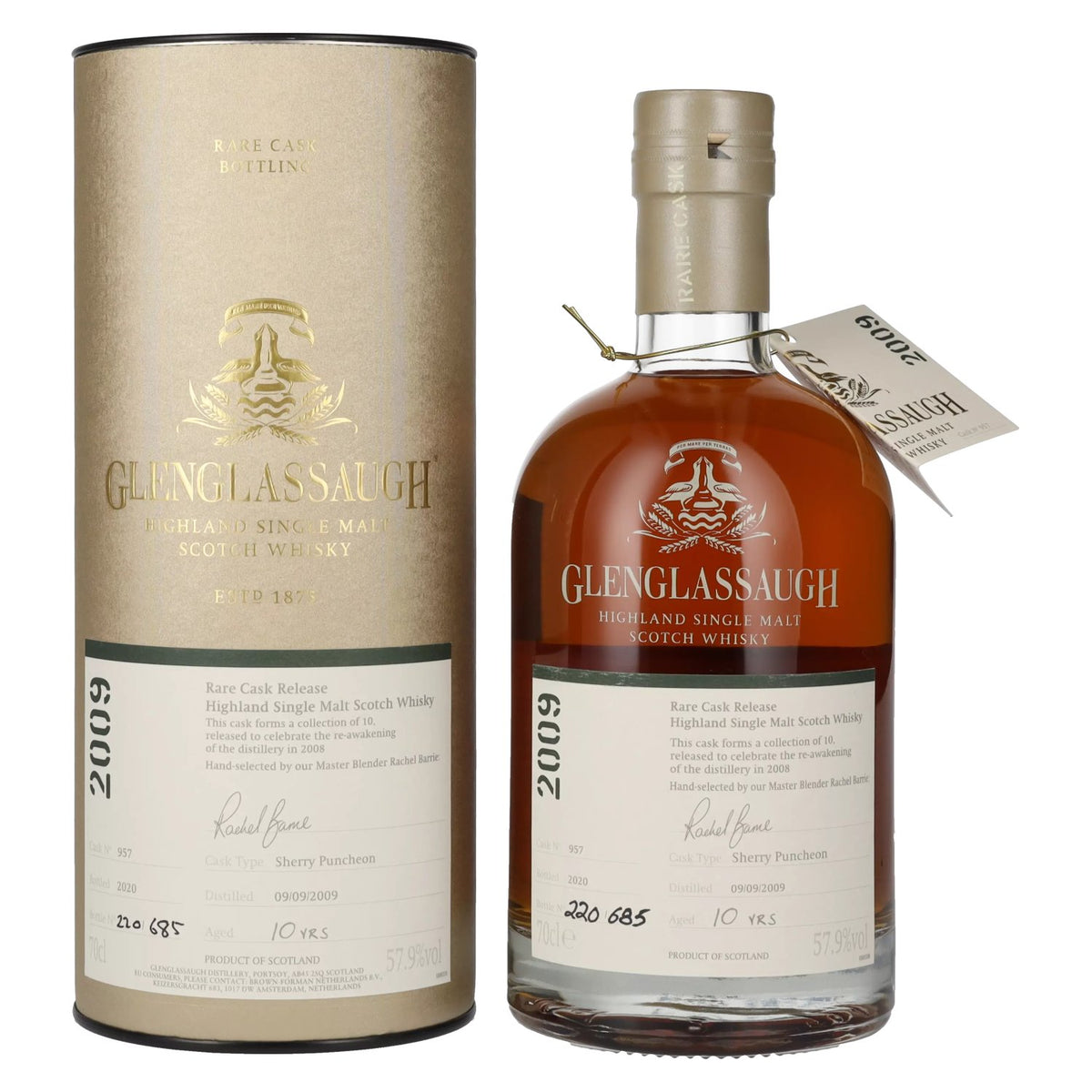 Glenglassaugh 10 ans d'âge RARE CASK RELEASE 2009, fût de sherry n° 957, 57,9 % vol., 0,7 l, dans un coffret cadeau