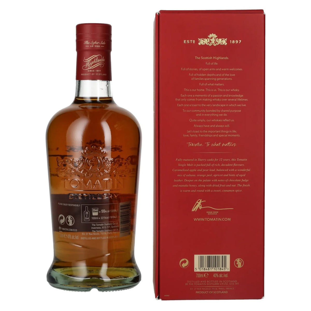 Tomatin 12 Years Old SHERRY CASK 40% vol. 0,7 l in geschenkverpakking