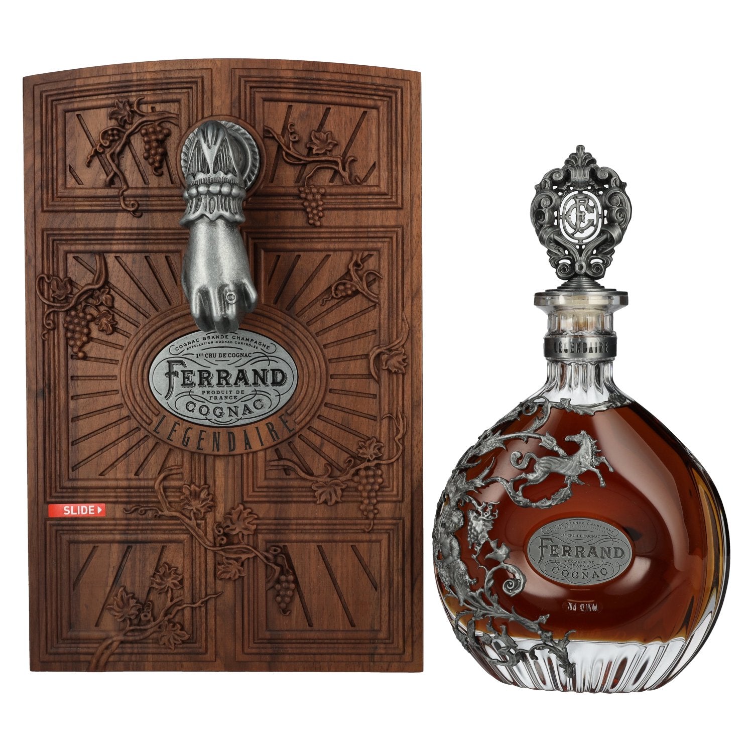 Cognac Ferrand Légendaire Grande Champagne Cognac 42,1% vol. 0,7l dans une caisse en bois