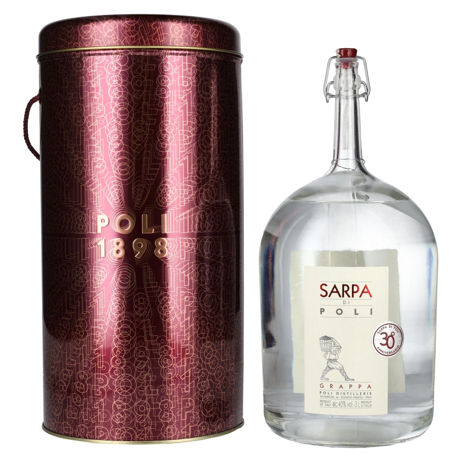 Poli Grappa Sarpa di Poli 40% Vol. 3l in Blik