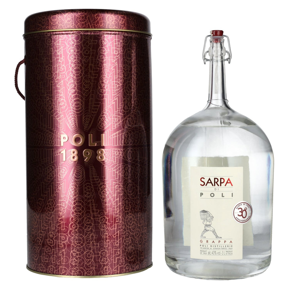 Poli Grappa Sarpa di Poli 40% vol. 3 l in blikken doos
