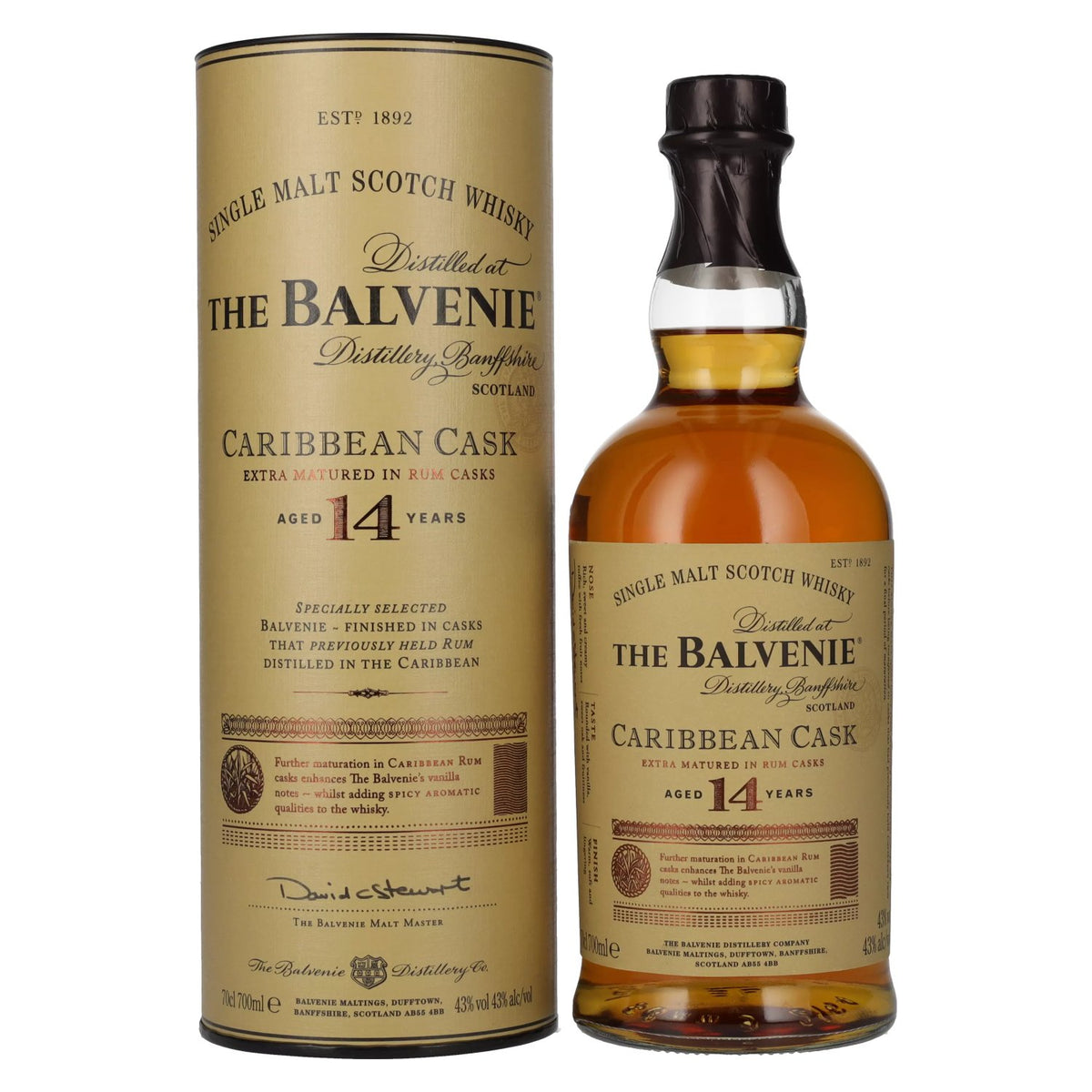 Balvenie 14 Years Old Caribbean Cask Finish 43% vol. 0,7 l in geschenkverpakking