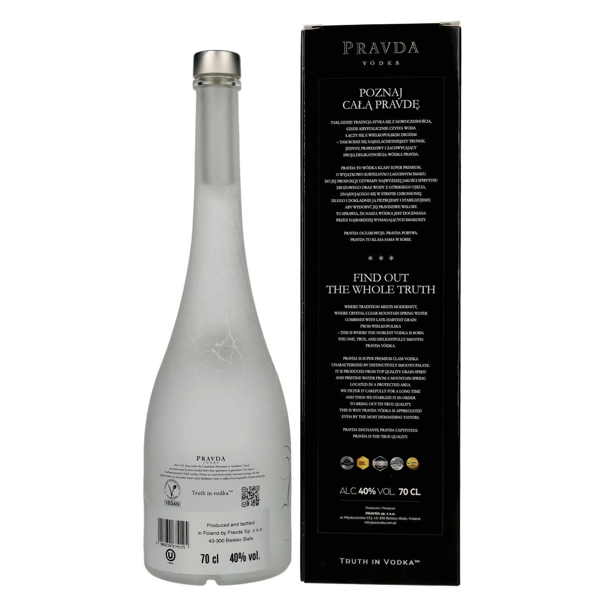 Pravda Vodka 40% ABV, 0.7 litres, in a gift box
