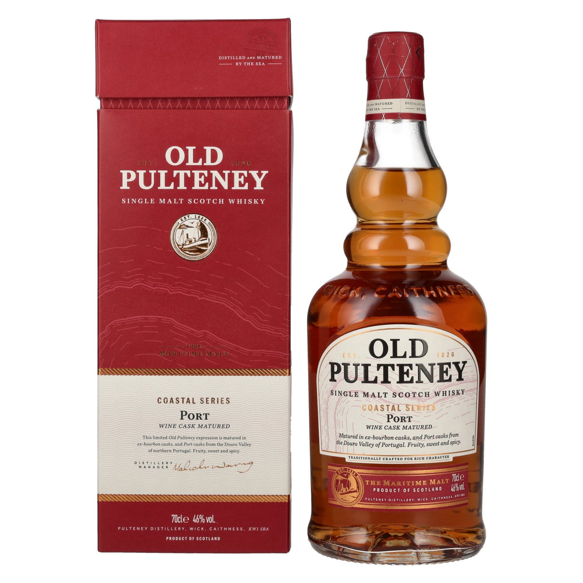 Old Pulteney Coastal Series PORT 46 % vol. 0,7 l dans un coffret cadeau