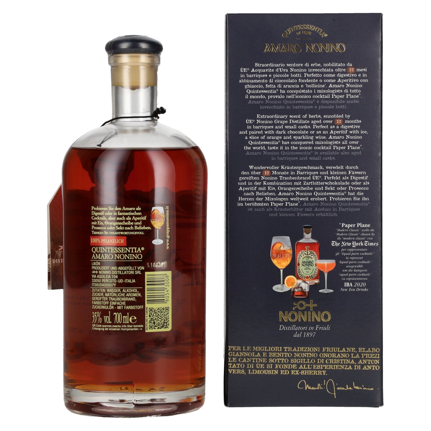 Amaro Nonino Quintessentia Di Erbe Liquore 35% vol. 0,7l en boîte cadeau