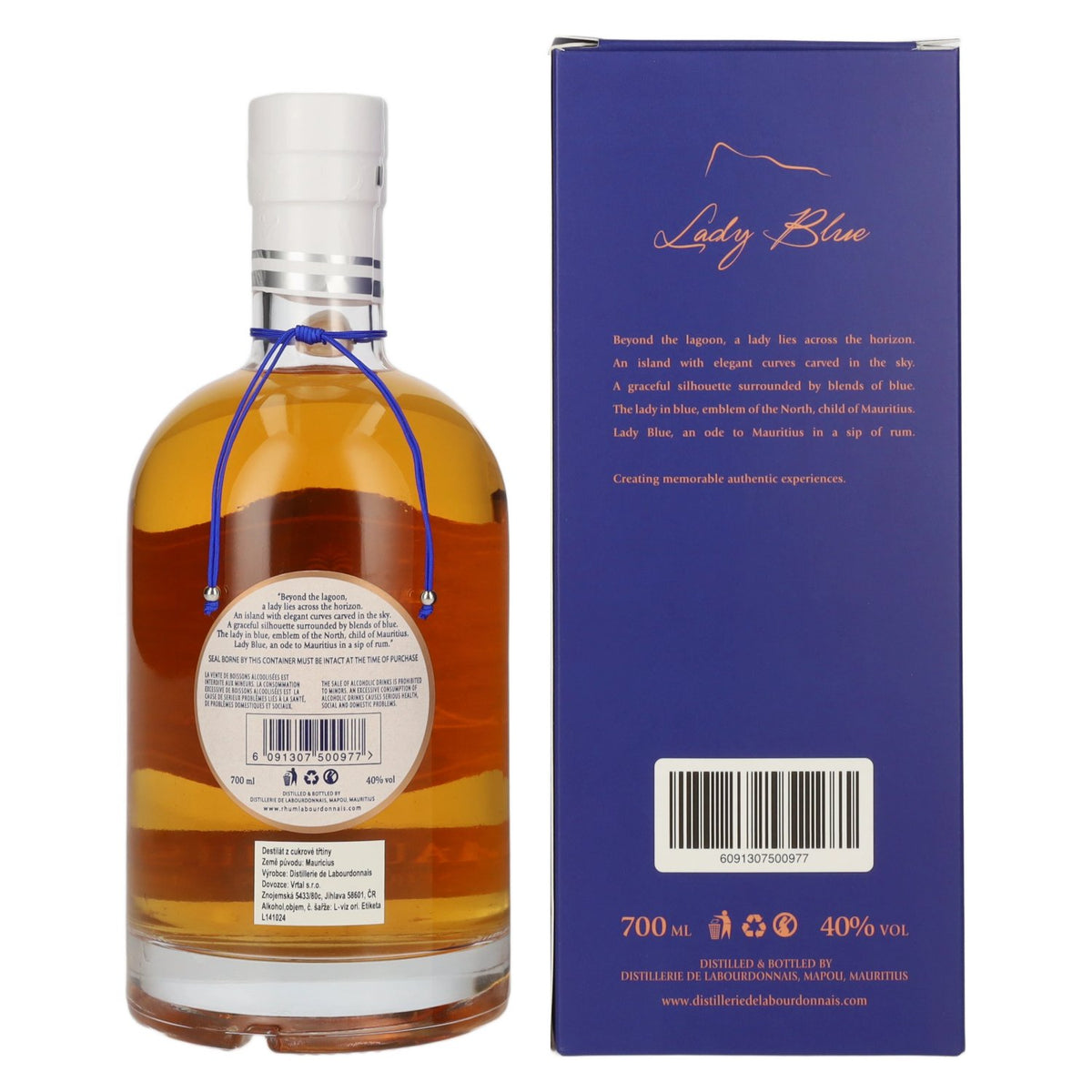 Labourdonnais Lady Blue Mauritius Spirit of Rum 40 % vol., 0,7 l, dans un coffret cadeau