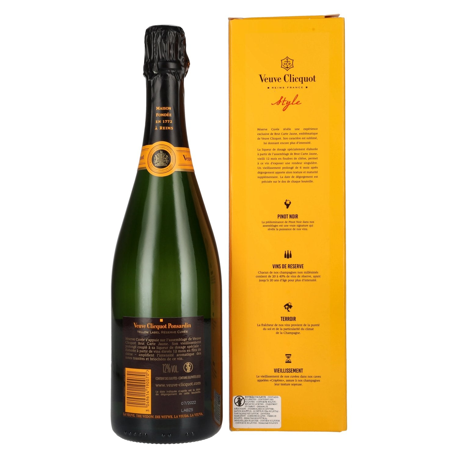Veuve Clicquot Champagne Brut Réserve Cuvée 12% vol. 0.75l in gift box