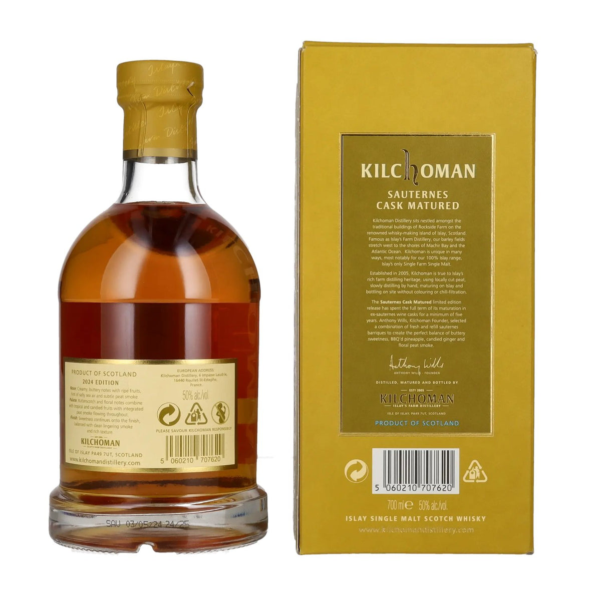 Kilchoman SAUTERNES CASK MATURED Islay Single Malt Limited Edition 2024 50% vol. 0.7 l in a gift box