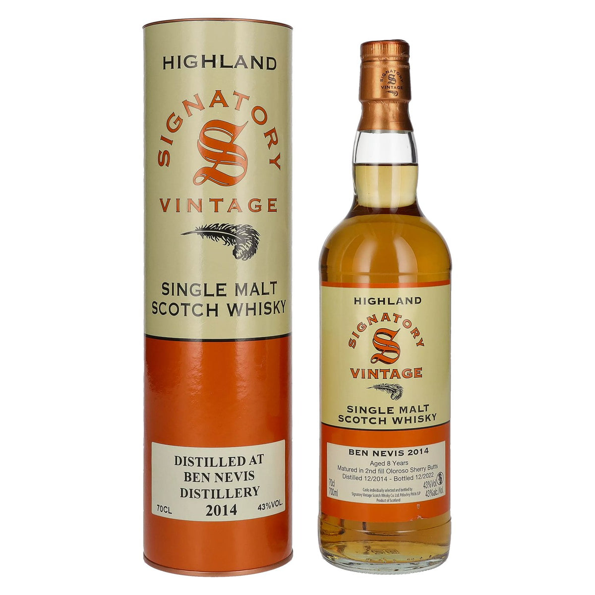 Signatory Vintage Ben Nevis 8 Years Old Highland Single Malt Scotch Whisky 2014 43% vol. 0.7 l in a gift box
