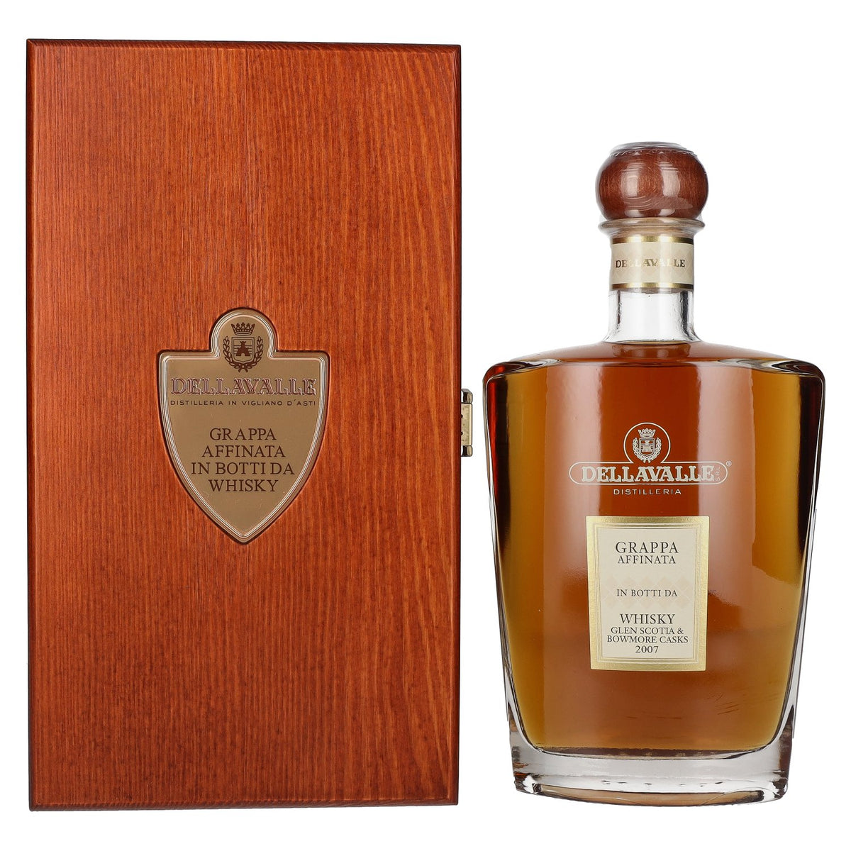 Dellavalle Grappa Aged in Glen Scotia &amp; Bowmore Whisky Casks 2007 42% ABV 0.7l in a wooden box