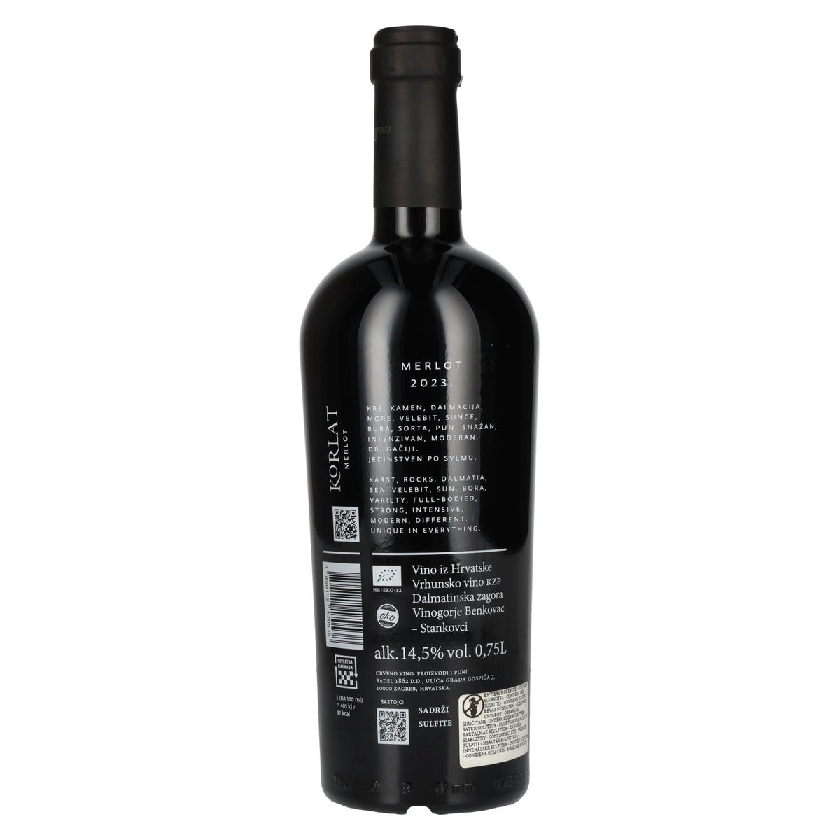 Korlat Vinarija Benkovac Merlot 2023 14,5% vol. 0,75l
