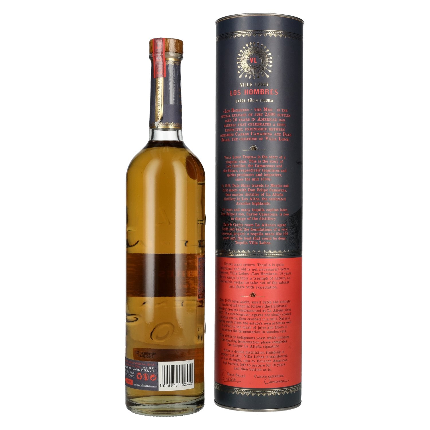 Villa Lobos Tequila LOS HOMBRES 10 Años Extra Añejo Edición Limitada 40% Vol. 0,7l in geschenkverpakking