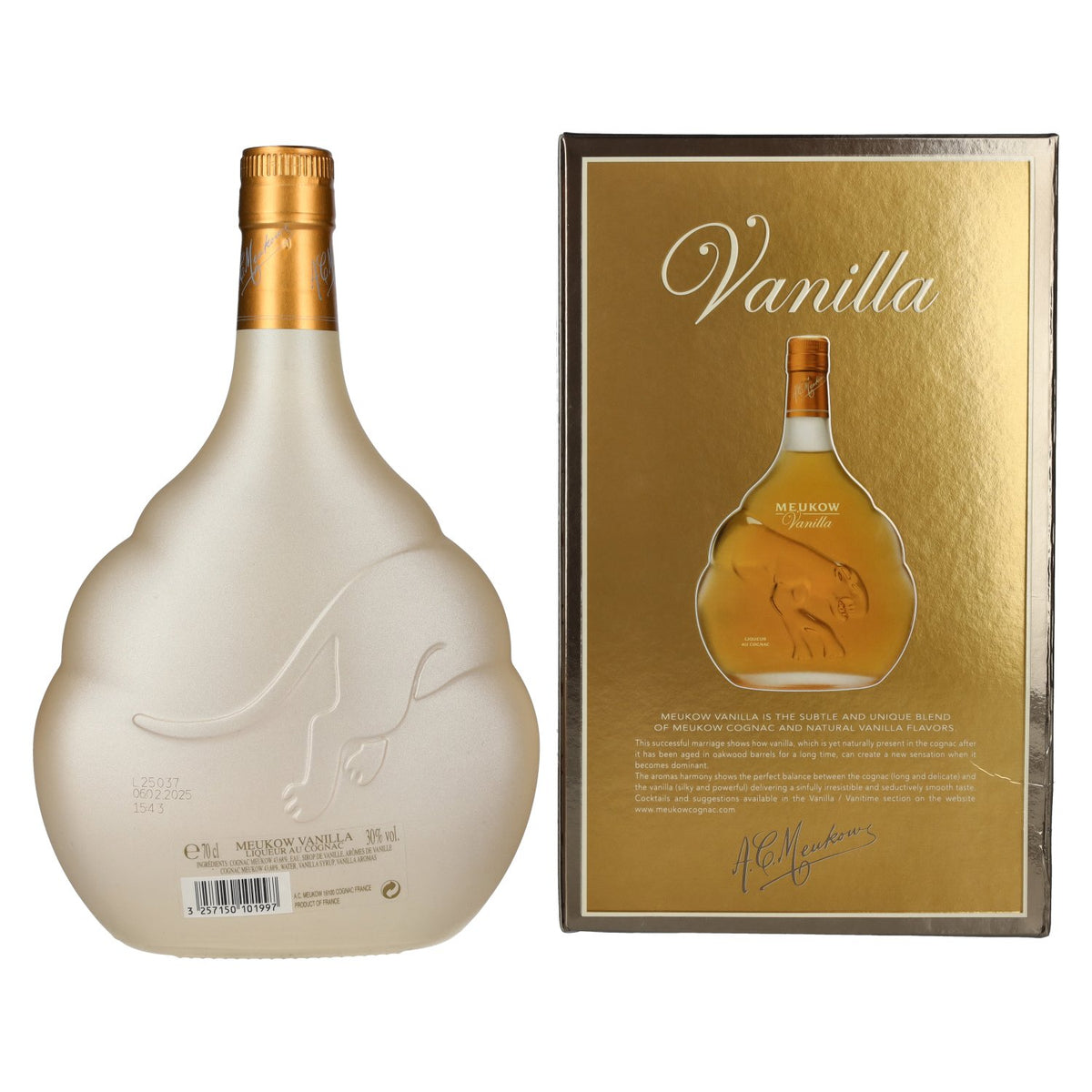 Meukow Vanilla Liqueur au Cognac 30% ABV, 0.7 litres, in a gift box