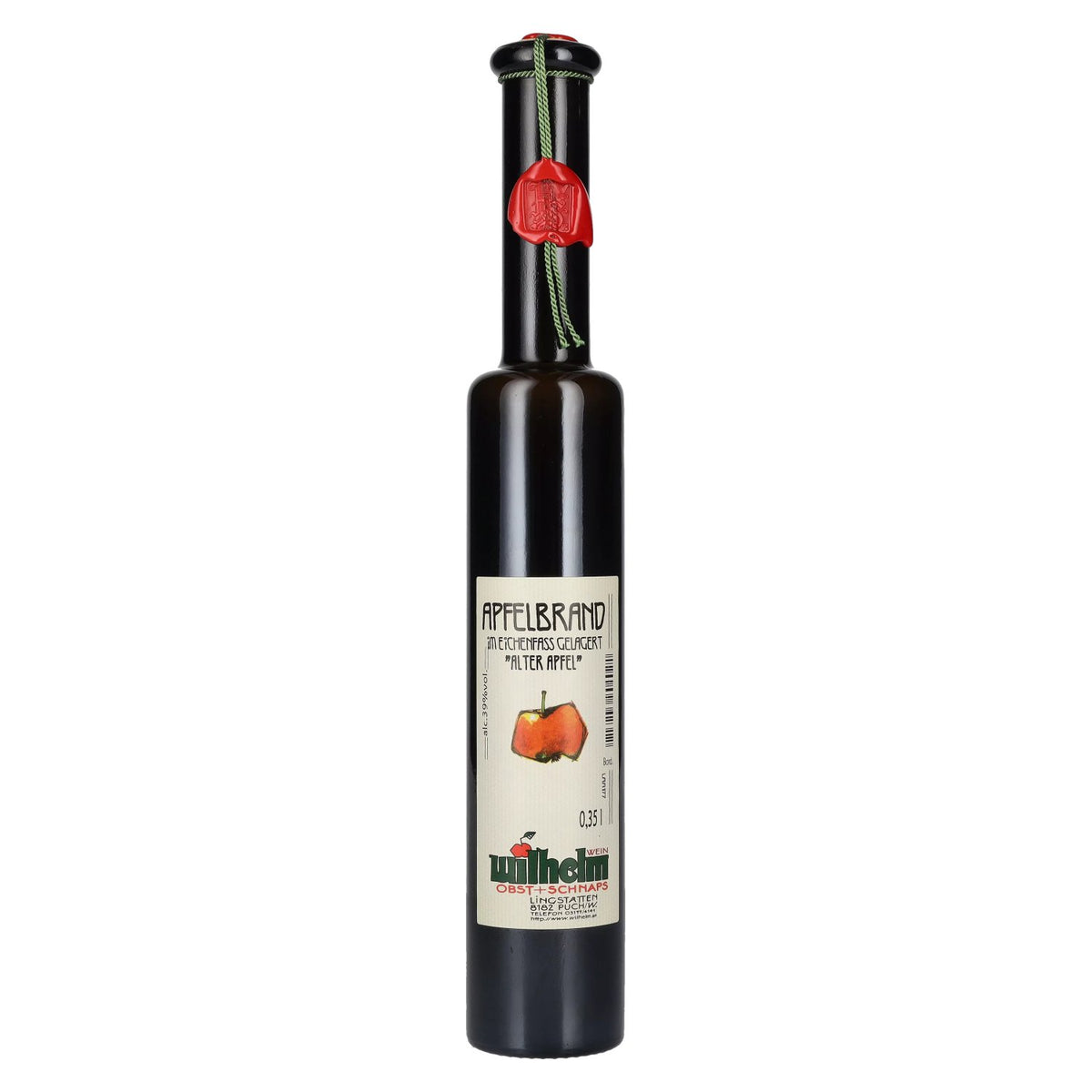 Wilhelm Apfelbrand, gerijpt in eikenhouten vaten, 39% vol., 0,35 l