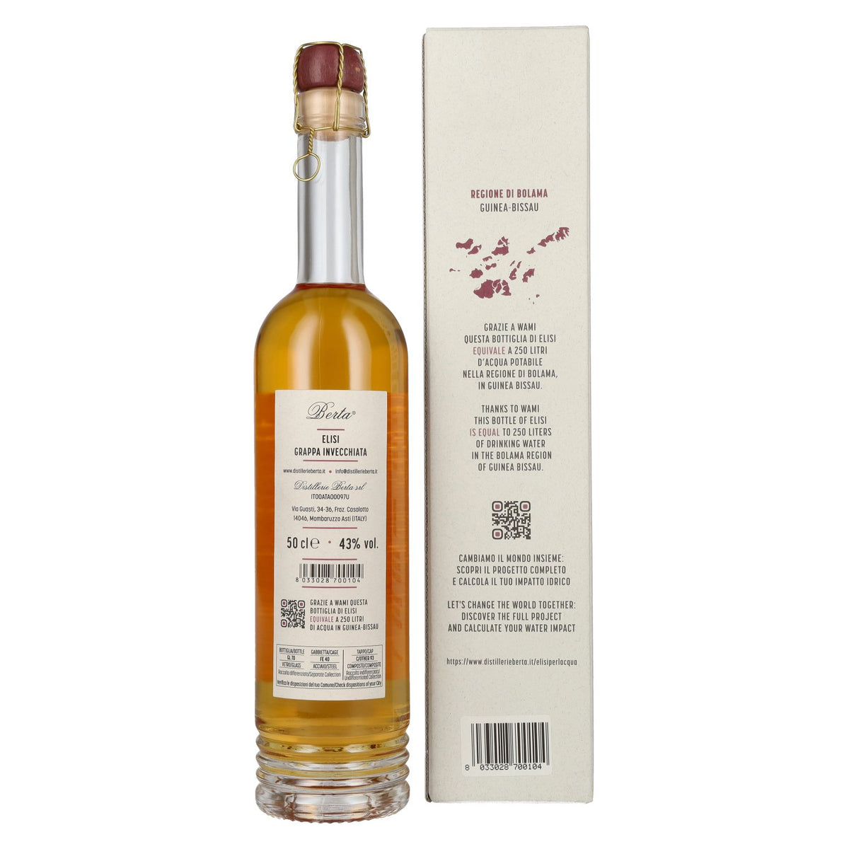 Berta Grappa Elisi per L'Acqua Grappa Invecchiata 43% Vol. 0,5l in Geschenkbox
