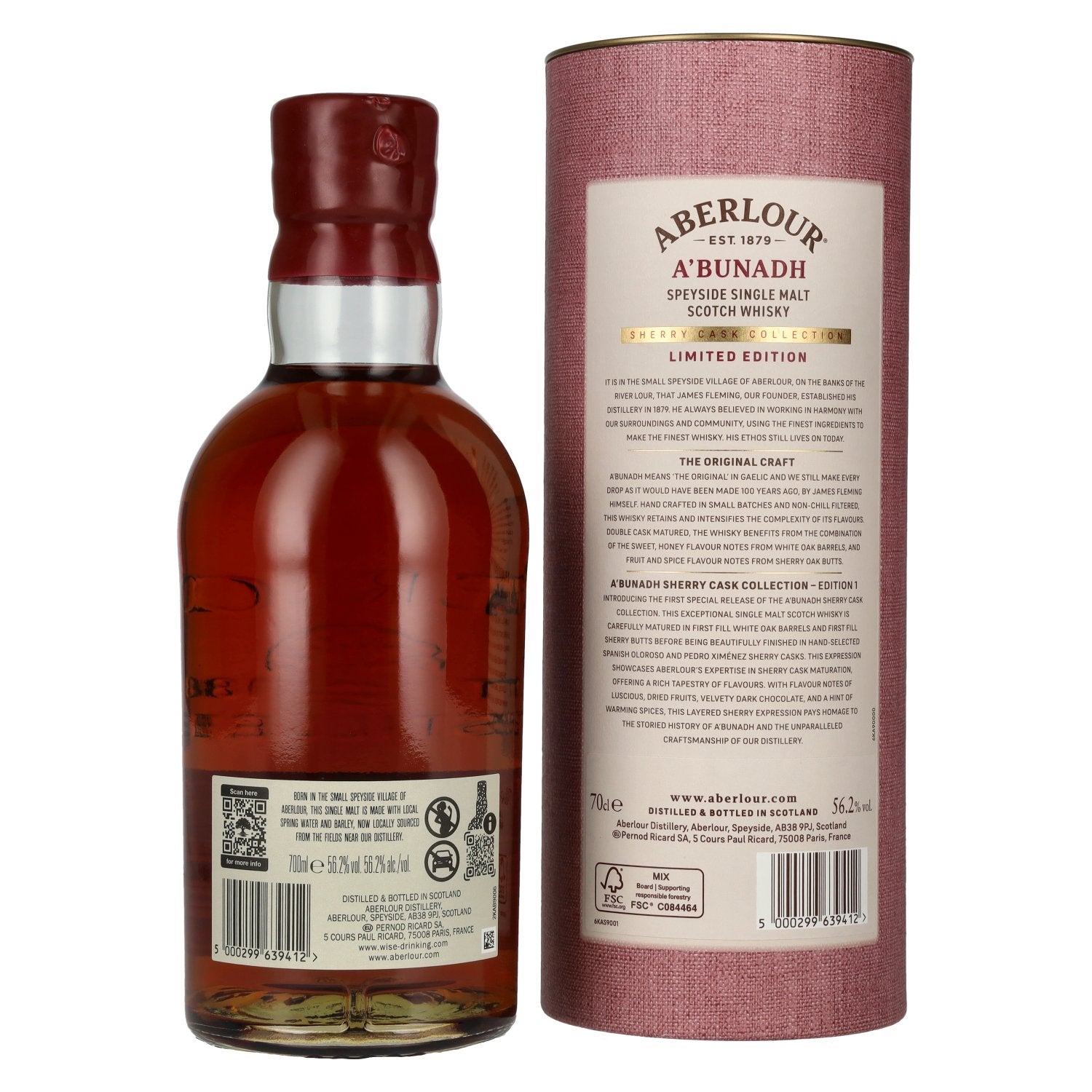 Aberlour A'BUNADH Original Cask Strength Sherry Cask Collection Limited Edition 1 56,2% vol. 0,7l en coffret cadeau