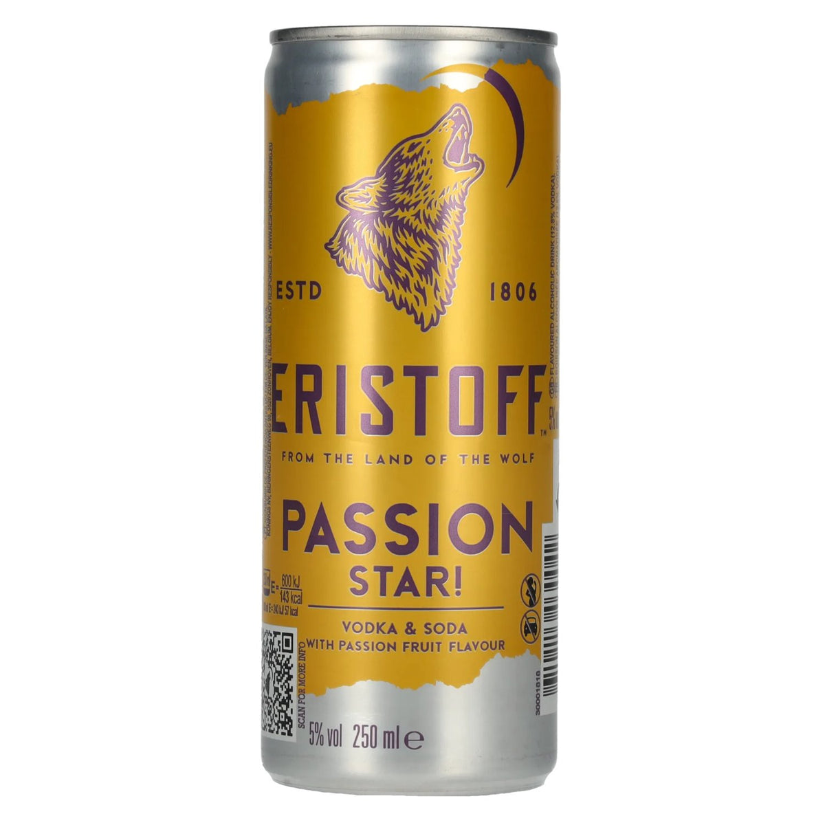 Eristoff Passion Star 5 % vol., canette de 0,25 l, consigne