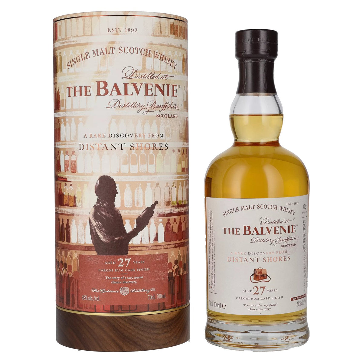 Balvenie STORIES 27 Years Old A Rare Discovery from Distant Shores 48% vol. 0,7 l in geschenkverpakking