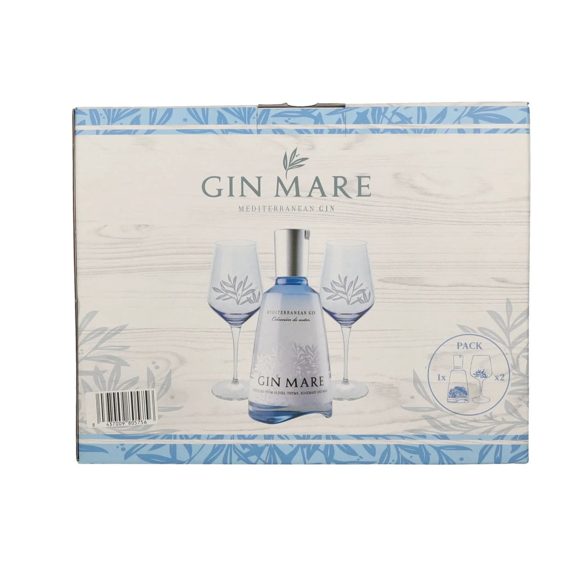Gin Mare Mediterranean Gin 42,7% vol. 0,7 l in geschenkverpakking met 2 glazen