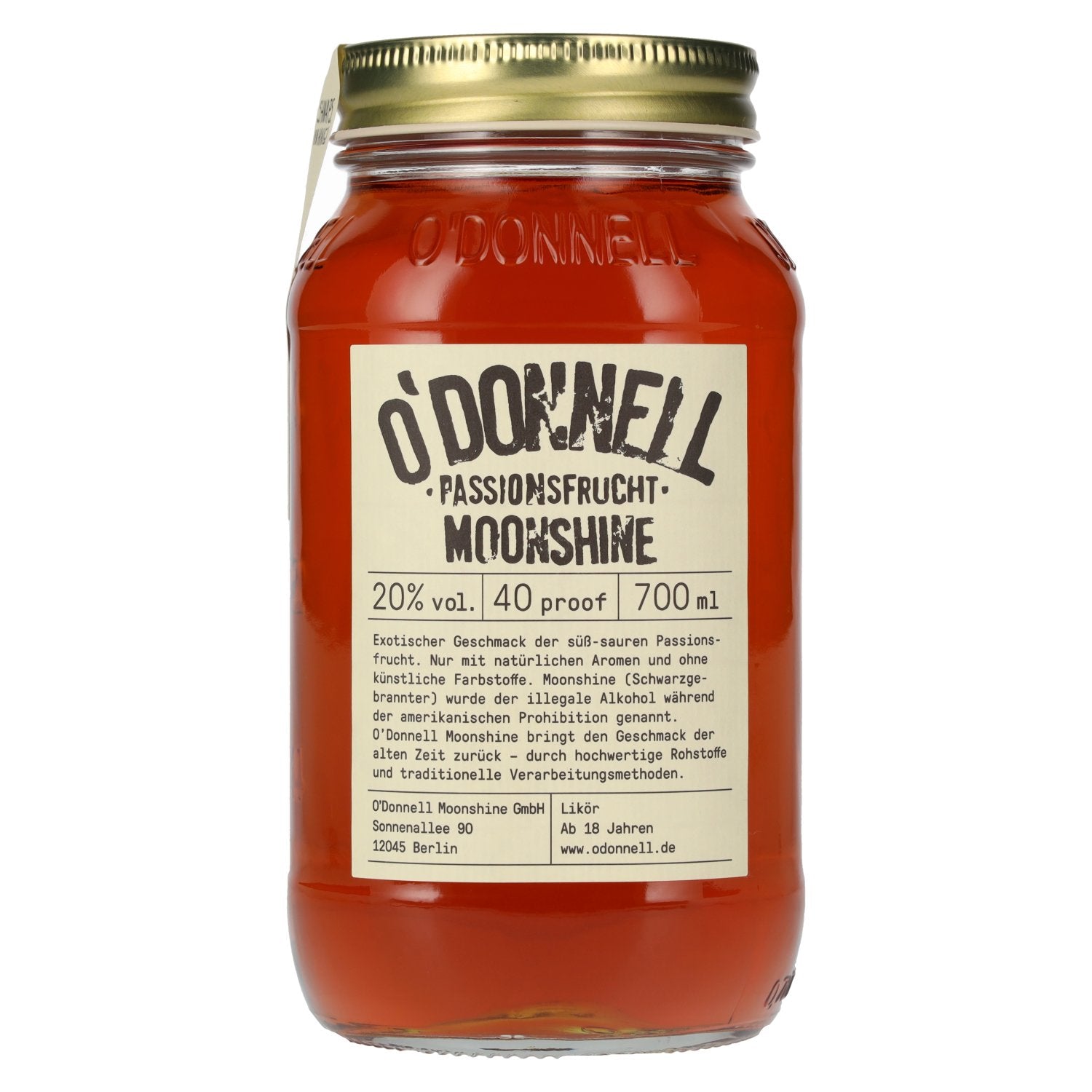 O'Donnell Moonshine PASSIONSFRUCHT Likör 20% Vol. 0,7l