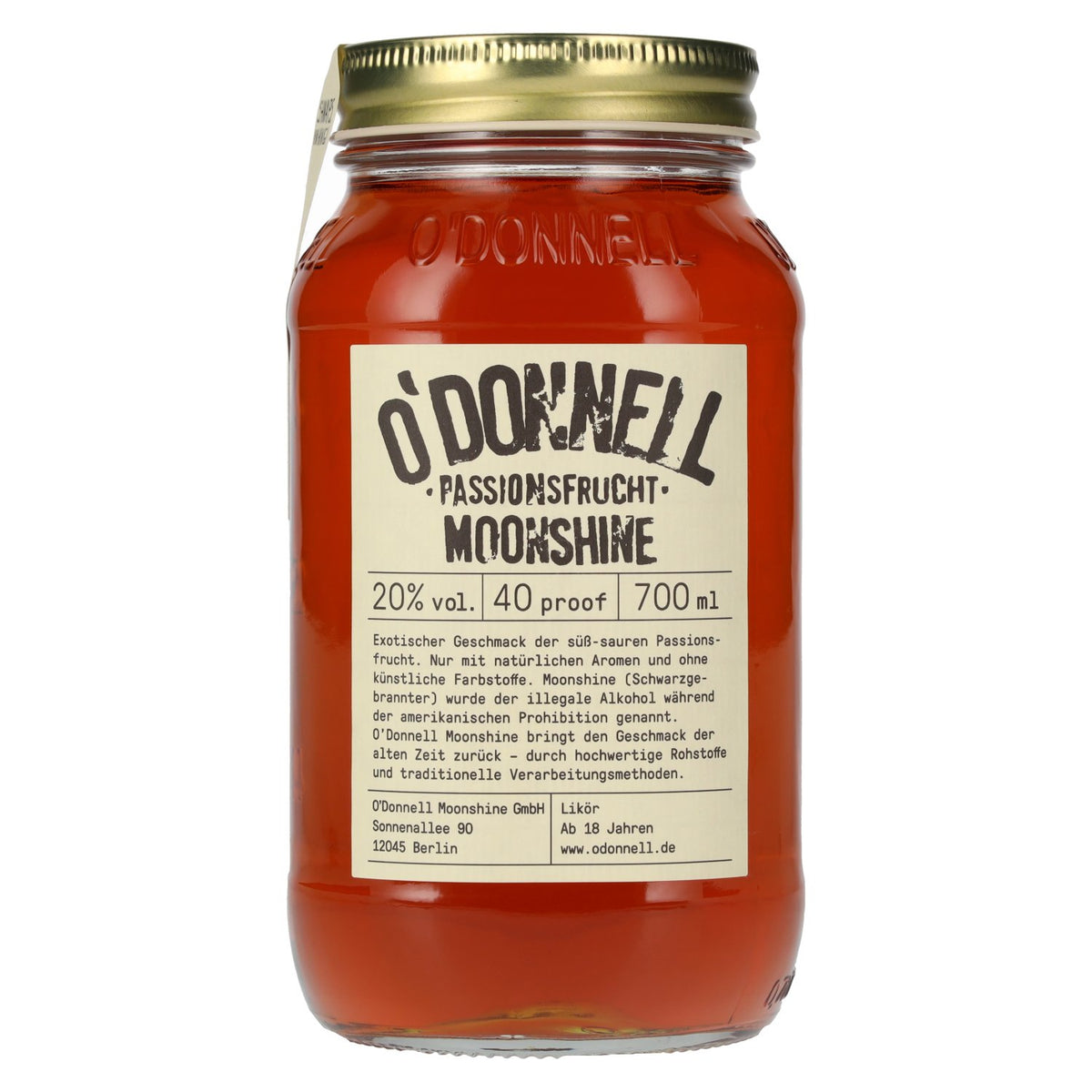 O'Donnell Moonshine Passion Fruit Liqueur 20% ABV 0.7l