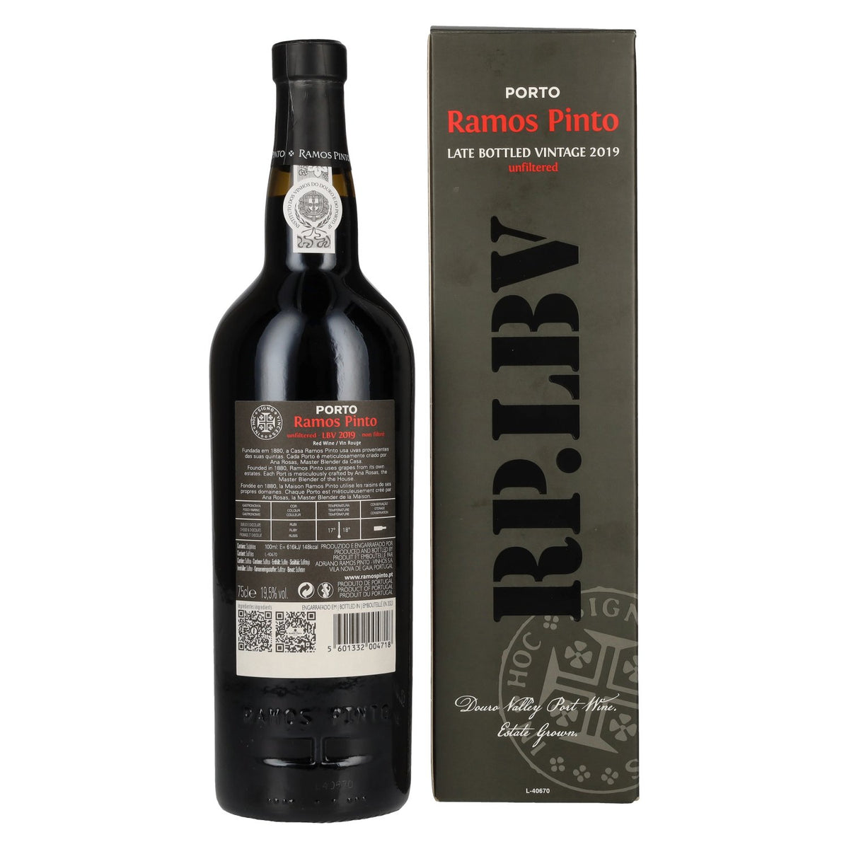 Ramos Pinto RP.LBV Late bottled Vintage 2019 19,5% Vol. 0,75l en boîte cadeau