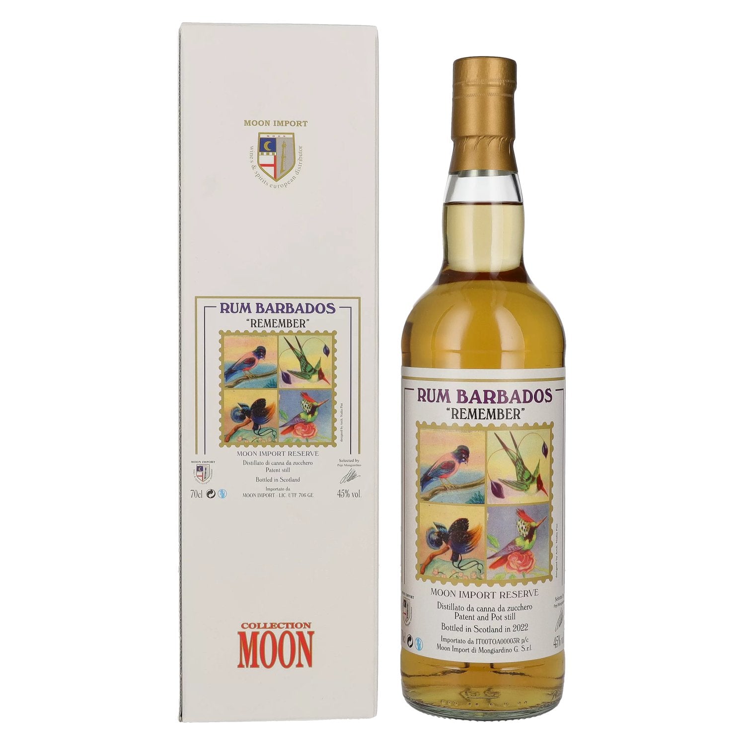 Moon Import Reserve REMEMBER Rum Barbados Patent and Pot Still 2022 45% Vol. 0,7l en coffret cadeau