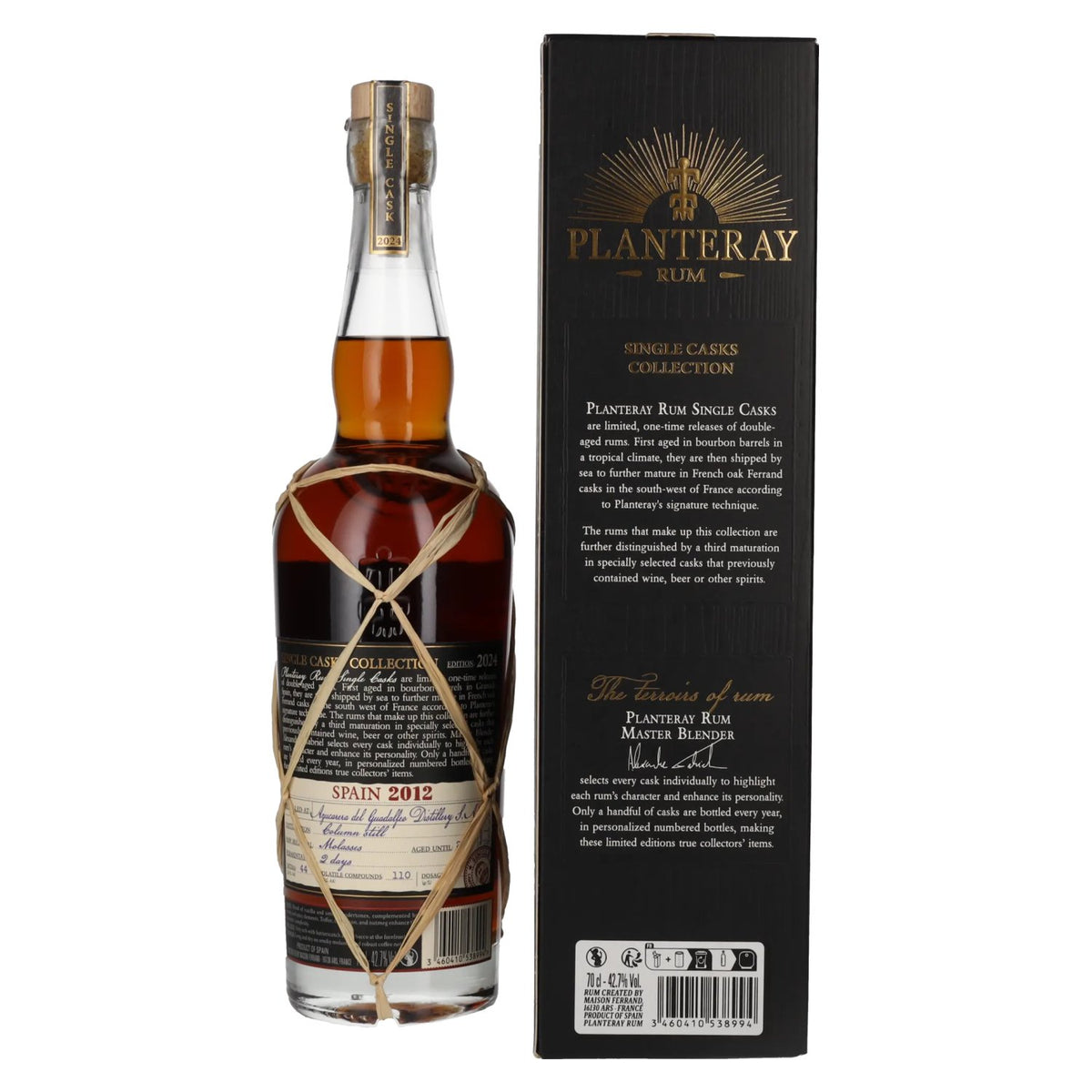 Planteray Rum ESPAGNE Single Cask PX Cask Finish 2012 42,7 % vol. 0,7 l dans un coffret cadeau
